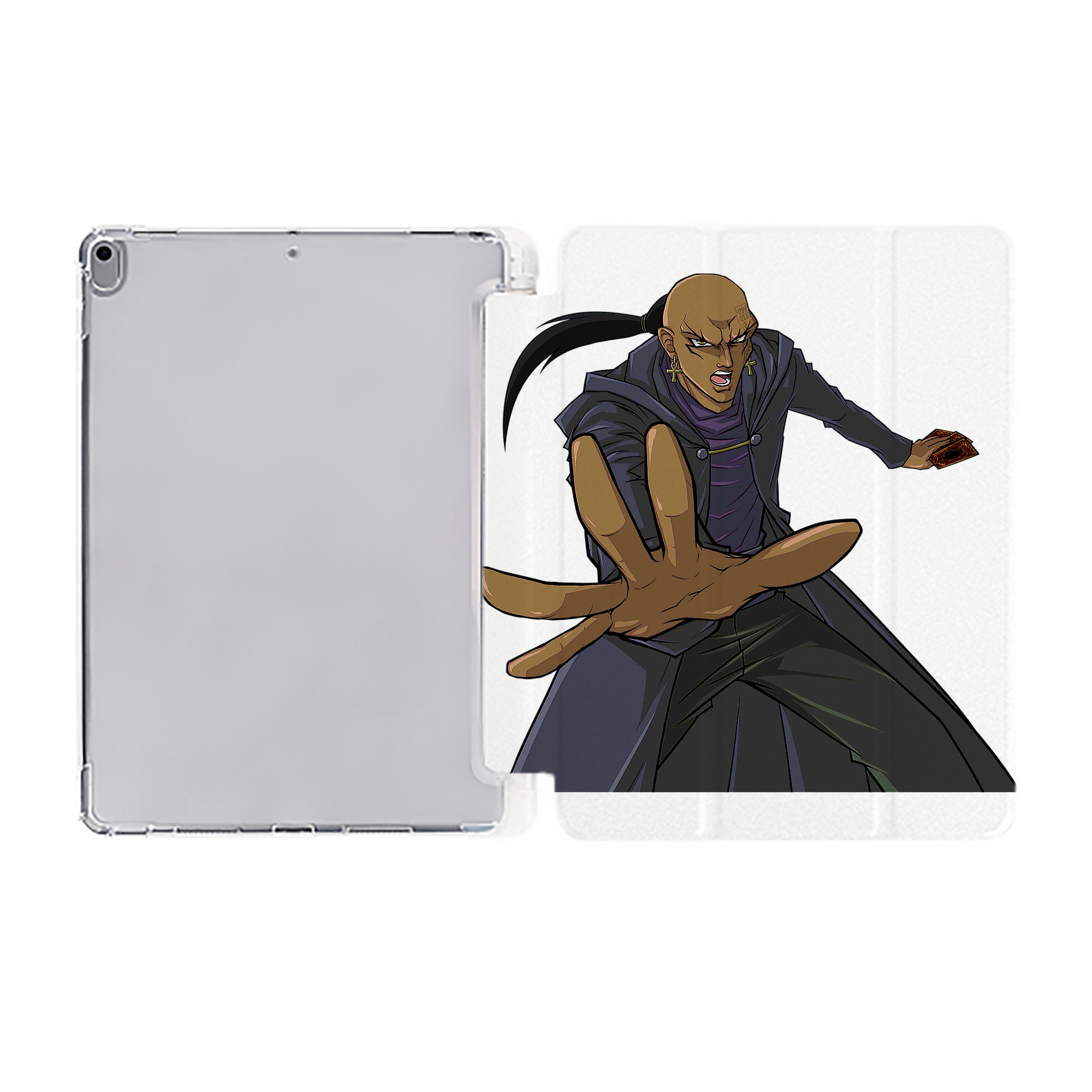 （画像用） 遊☆戯☆王 Yu-Gi-Oh! IPad ケース ペン収納付き 三つ折りスタンド PUレザー×シリコン 対応機種9.5/10.5/10.9インチ